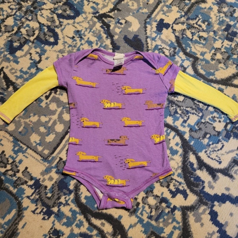 munki munki long sleeve dachshund onesie 12-18 month